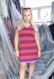 VINTAGE Y2K BRIGHT STRIPPED KNITTED SOFT FUNKY PARTY DRESS