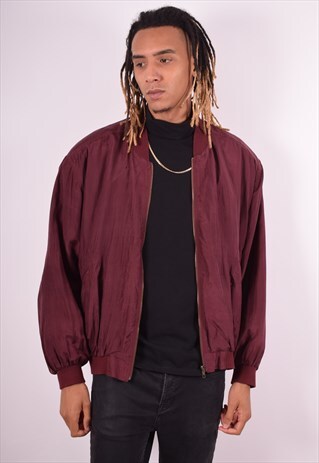 MENS VINTAGE BOMBER JACKET XXL MAROON 90S