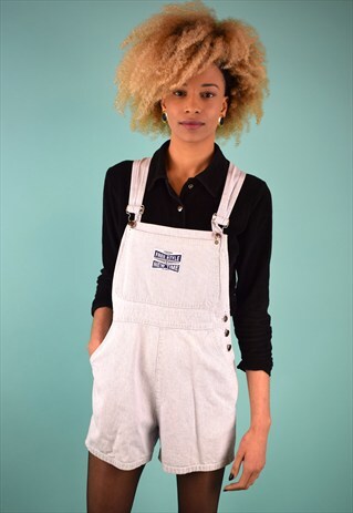 VINTAGE 90'S STRIPED DUNGAREE SHORTS