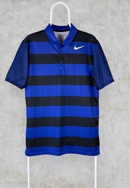 Nike Golf Polo Shirt Blue Striped Dri-Fit Men's Medium