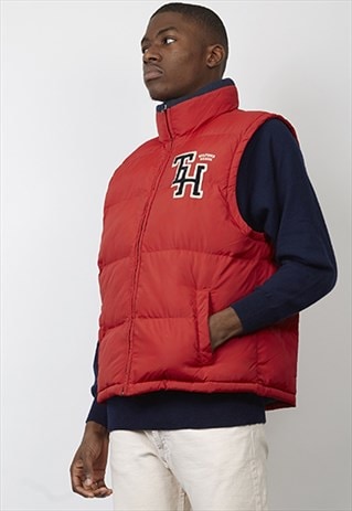 VINTAGE 90'S TOMMY HILFIGER RED PUFFER GILET