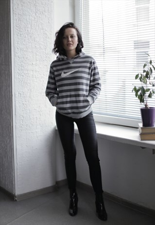 VINTAGE 90'S GREY STRIPED HOODIE