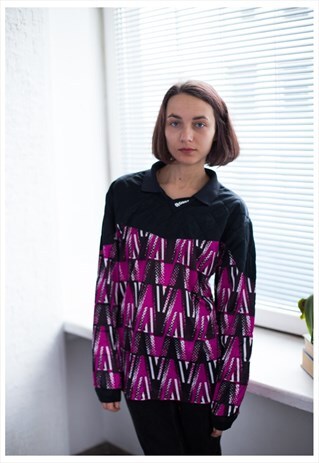 VINTAGE 80'S BLACK PATTERNED TOP
