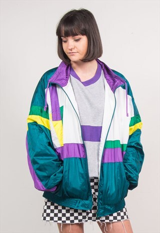 VINTAGE 90'S SHELL TRACKSUIT JACKET TOP FESTIVAL