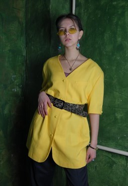 Vintage 90's Yellow Long Short-Sleeve Festival Blazer Jacket