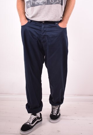 VERSACE MENS VINTAGE TROUSERS W40 L35 NAVY BLUE 90S