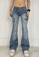 VINTAGE Y2K JEANS UTILITY CARGO FLARE LOW RISE BOOTCUT 90S