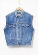 VINTAGE 90'S DENIM VEST IN BLUE SLEEVELESS JEAN JACKET