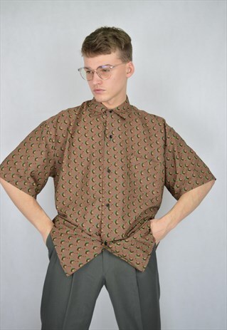 VINTAGE BROWN GRAPHIC SHORT SLEEVE SHIRT