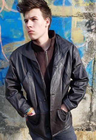VINTAGE GUCCI LEATHER & WOOL COAT