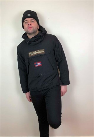 VINTAGE 90S NAPAPIJRI GEOGRAPHIC SKIDOO PULLOVER BLACK
