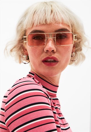 KAISER - SQUARE 90'S GOLD AND PINK SUNGLASSES