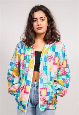 VINTAGE 90'S CUTE PATTERNED BOMBER JACKET