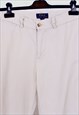 POLO RALPH LAUREN WOMEN CREAM COTTON STRAIGHT TROUSERS.