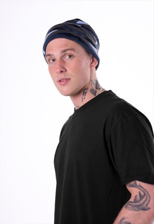 ESSENTIAL CAMOUFLAGE WINTER BEANIE HAT - NAVY BLUE