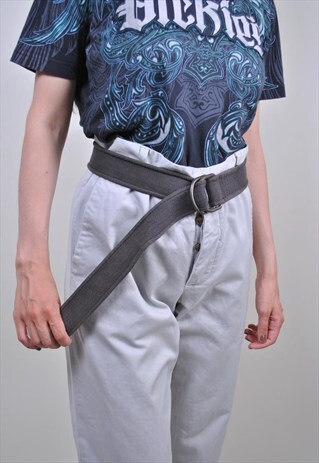 90S MINIMALIST GREY BELT, VINTAGE COTTON OVERSIZE BELT
