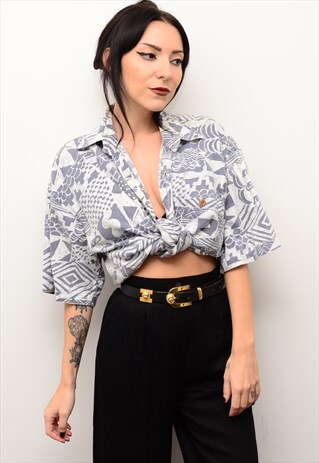 VINTAGE 90'S RETRO FUNKY ABSTRACT PATTERNED OVERSIZED SHIRT
