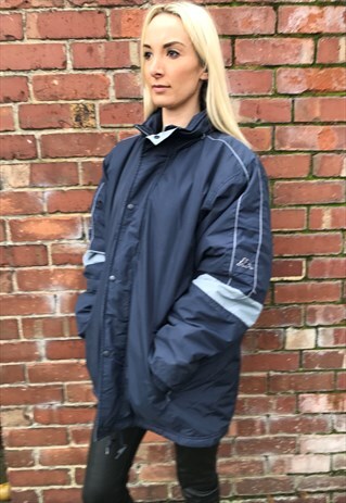 VINTAGE KAPPA PUFFER COAT JACKET LOGO BLUE