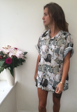 CRAZY PATTERN OVERSIZED UNISEX RETRO VINTAGE FESTIVAL SHIRT