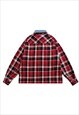 LUMBERJACK SHIRT LONG SLEEVE DENIM NECKLINE BLOUSE PLAID TOP