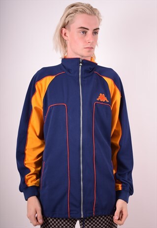 KAPPA MENS VINTAGE TRACKSUIT TOP JACKET XL BLUE 90S