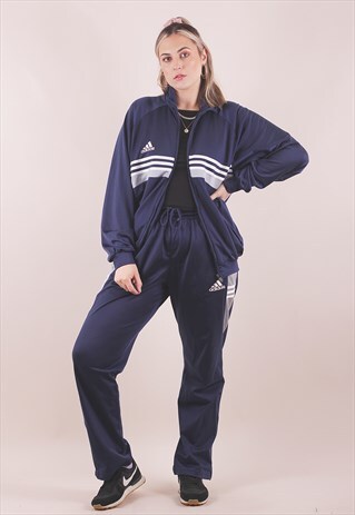 VINTAGE 90S ADIDAS FULL BLUE TRACKSUIT SPORTSWEAR /A4058