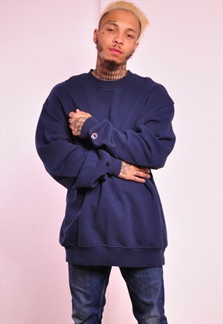 VINTAGE CHAMPION 90S RETRO NAVY SWEATER