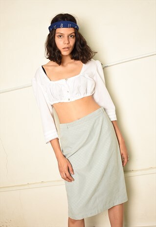 90S MINIMALIST PARIS CHIC MIDI SKIRT IN MONOGRAM PRINT