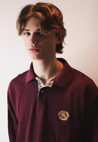 VINTAGE BURBERRY LONG SLEEVE POLO SHIRT TOP