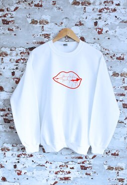 white sweatshirt with lips