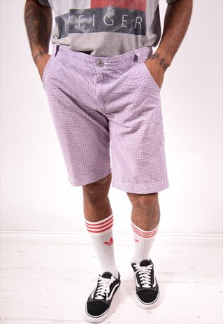 CHAMPION MENS VINTAGE SHORTS W38 PURPLE CHECK 90S