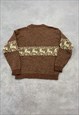 EDDIE BAUER KNITTED JUMPER REINDEER PATTERNED KNIT SWEATER