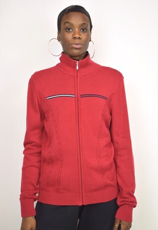 VINTAGE 90S TOMMY HILFIGER RED KNIT JACKET
