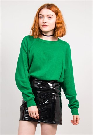 VINTAGE 90'S BASIC GREEN SWEATSHIRT SWEATER