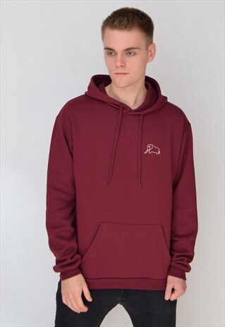 BURGUNDY ELEPHANT (WHITE) HOODIE