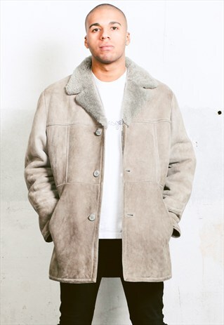 VINTAGE SHEEPSKIN SHERPA LEATHER COAT