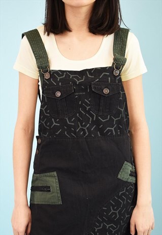 Y2K DENIM WORKWEAR PINAFORE MINI DRESS