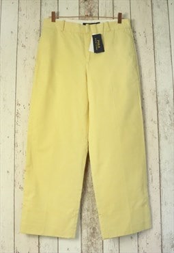 Retro 90s Yellow Monochrome Ralph Lauren Crop Trousers Pants