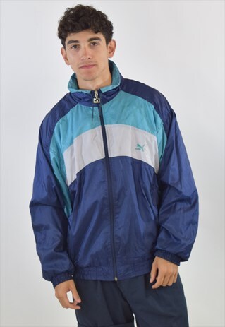 VINTAGE 90S BLUE PUMA TRACKSUIT TOP JACKET