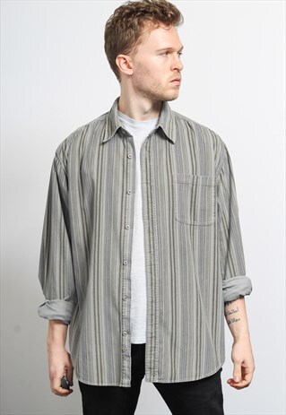 VINTAGE CORDUROY CORD STRIPED SHIRT