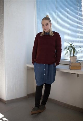 VINTAGE 90'S DEEP BURGUNDY JUMPER