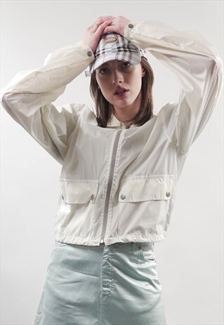 RARE VINTAGE 90'S BELSTAFF WHITE REFLECTIVE BOMBER JACKET