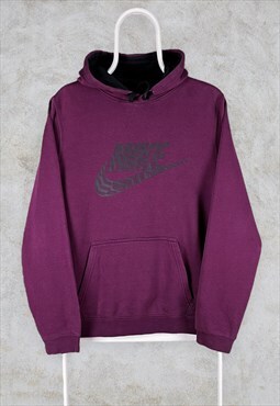 Vintage Burgundy Nike Hoodie Spell Out Logo Small