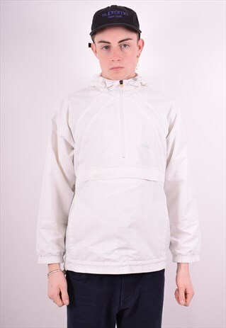 ADIDAS MENS VINTAGE PULLOVER JACKET MEDIUM WHITE 90'S