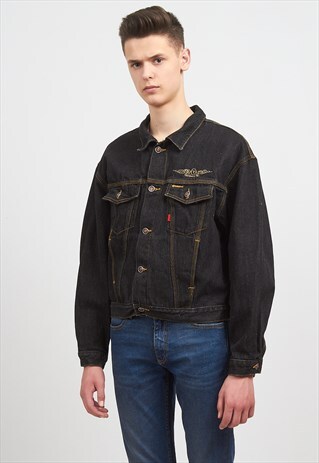 VINTAGE BLACK TIRA JEANS DENIM JACKET