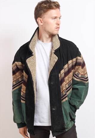 VINTAGE AZTEC FLEECE LINED JACKET
