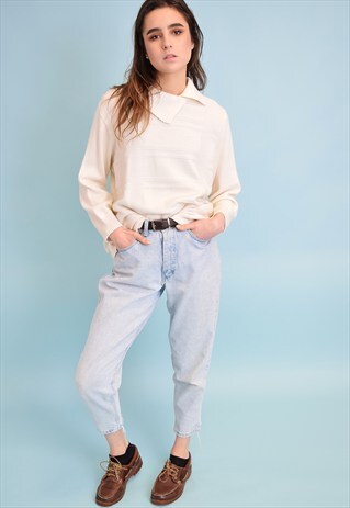 90'S RETRO KNITTED OFF-WHITE NORMCORE JUMPER TOP