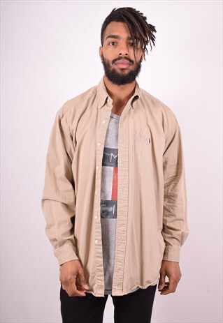RALPH LAUREN MENS VINTAGE SHIRT LARGE BEIGE 90S