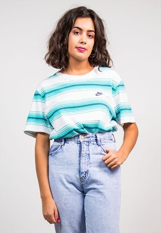 90'S TURQUOISE STRIPED NIKE T-SHIRT