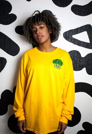LONG SLEEVE BROCCOLI T-SHIRT IN YELLOW